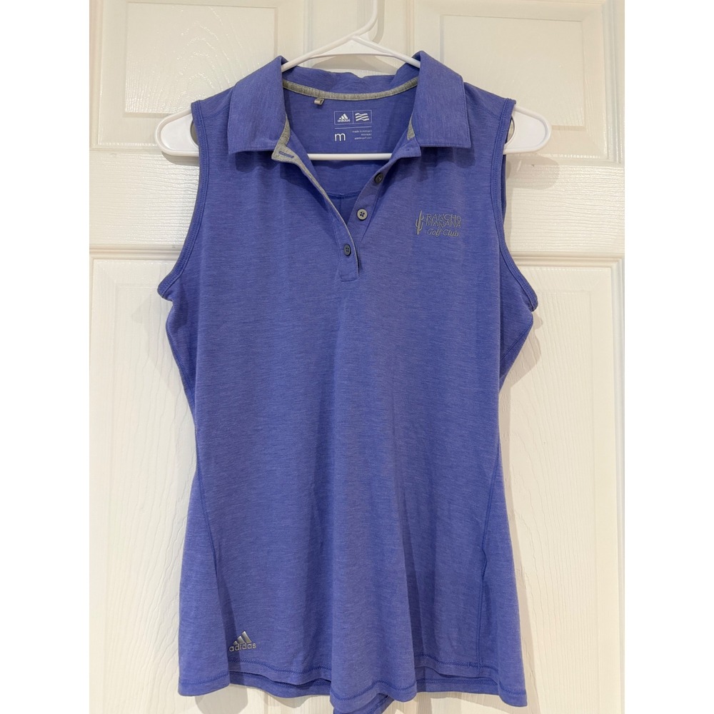 Adidas Blue Sleeveless Golf Polo Rancho Mañana Golf Club Golfcore Preppy Sporty